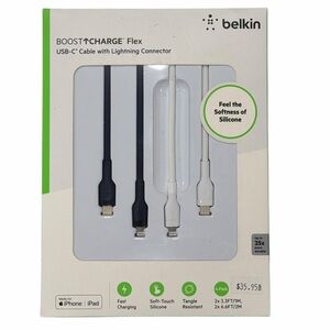 belkin Black and White BOOST↑CHARGE Flex USB-C to Lightning Cables (4-Pack)